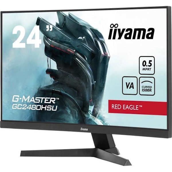 Böjd PC-spelskärm - IIYAMA - G-MASTER RED EAGLE GCB2480HSU-B1 - 24 - VA Böjd - FHD - 0,5 ms - 180Hz