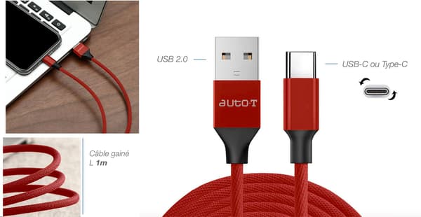 Kabel - AUTO T - 540347 - USB 2.0 - USB-C