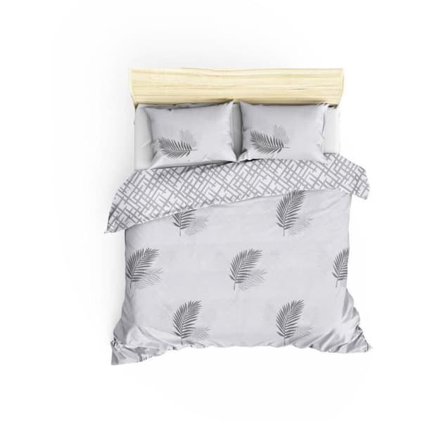 Bäddset - 1 påslakan 220 x 240 cm + 2 örngott 60 x 60 cm - 65% bomull, 35% polyester - Grå