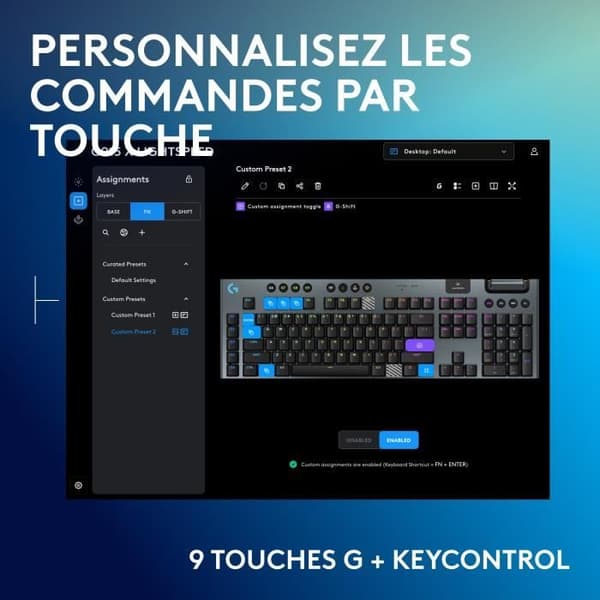 Speltangentbord - trådlöst - Logitech G - G915 X - Clicky switch - AZERTY - Svart