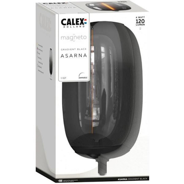 E27 LED-lampa - CALEX - MAGNETO ASARNA - Flexibel glödtråd - 4 W - 120 lm - 1800 K - Dimbar - Svart