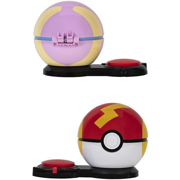 2 Poké Balls med sina Pokémon och 6 attackskivor - BANDAI - Pokémon - Poké Ball överraskningsattack Pikachu vs Arcko - Spel