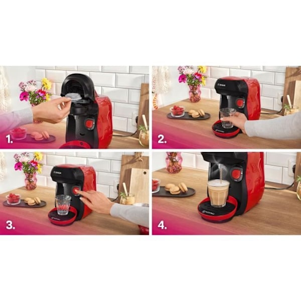 Multidrink kaffemaskin - BOSCH - TASSIMO - T10 Happy red - 1400 W