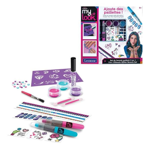 LEXIBOOK - 3-i-1 Glitter Skönhetskit