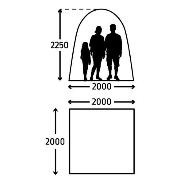 Uppblåsbart skydd - KAMPA - AIR Sheleter 200 - 2 x 2 m - Grå och svart