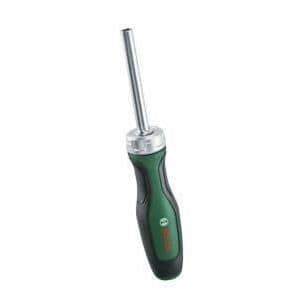 Bosch spärrskruvmejsel med bits (36-tands mekanism, magnetisk bitshållare, mjukt handtag)