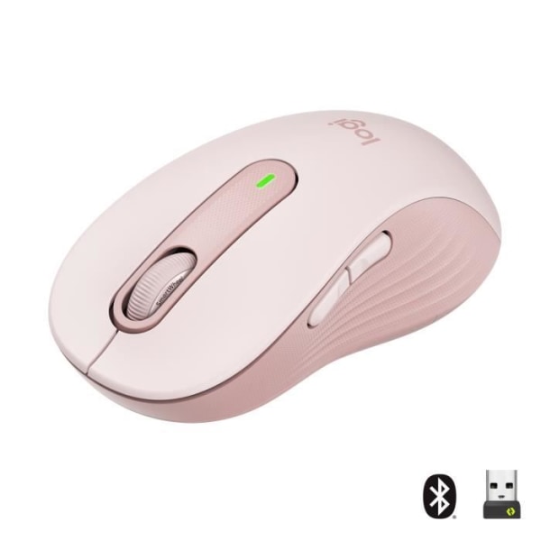 Logitech Signature M650 L trådlös mus - Tyst stor storlek, Bluetooth, programmerbara knappar - rosa