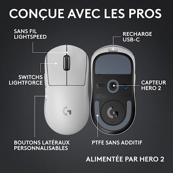 Mus - Trådlös - Logitech G - PRO X Superlight 2c - Vit