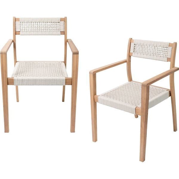 Set med 2 trädgårdsstolar - ARAWA - FSC akaciaträ - Stapelbara - Flätat rep - 57 x 59 x 85 cm