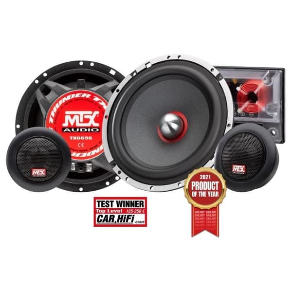 MTX TX665S Högtalarsats 16,5 cm 2-vägs 90 W RMS 4O aluminiumchassi neodymium diskant silke dome coil TSV TIL