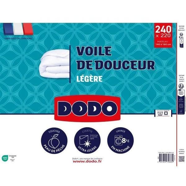 DODO - Ultralätt täcke 100 g/m² - VOILE DE DOUCEUR - 220 x 240 cm - Vit