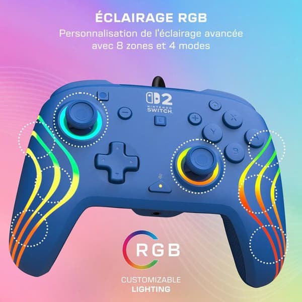 RGB-trådbunden spelkontroll - TURTLE BEACH - Afterglow Wave för Nintendo Switch 2 - Blå