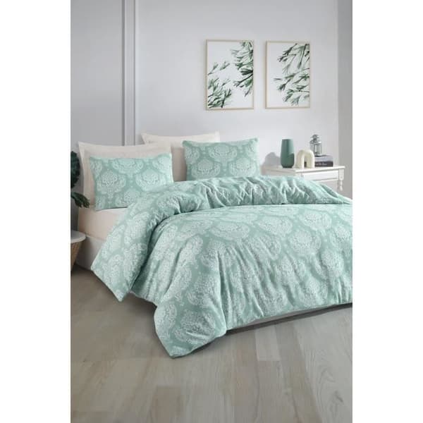 Bäddset - 1 påslakan 220 x 240 cm + 2 örngott 60 x 60 cm - 65% bomull, 35% polyester - Grön