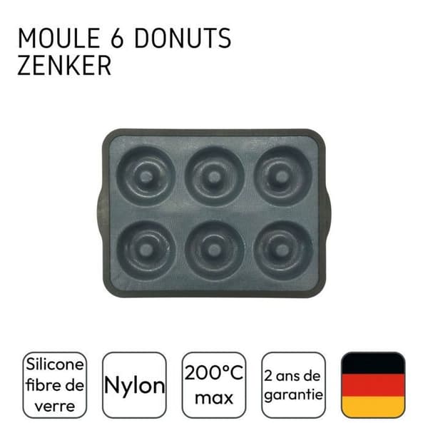 6-munkform - ZENKER - 36 x 26 cm - Glasfibersilikon - Svart