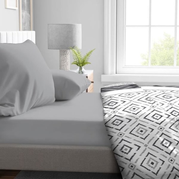 Lakan - HOME LINGE PASSION - HP71769 - 160 x 200 cm + 30 cm huva - Mikrofiber - 82 g - Ljusgrå