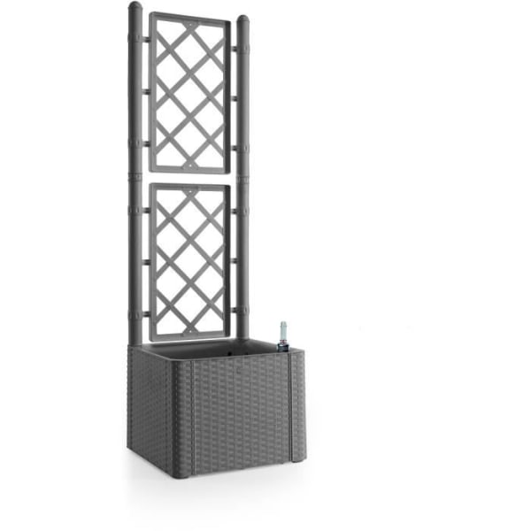 STEFANPLAST - Deluxe blomsterlåda - fyrkantig med mesh sten grå - 43x43xh142cm