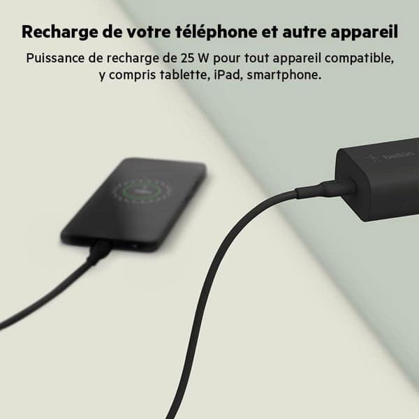 Väggladdare - BELKIN - USB-C - 25W - PD PPS - Svart