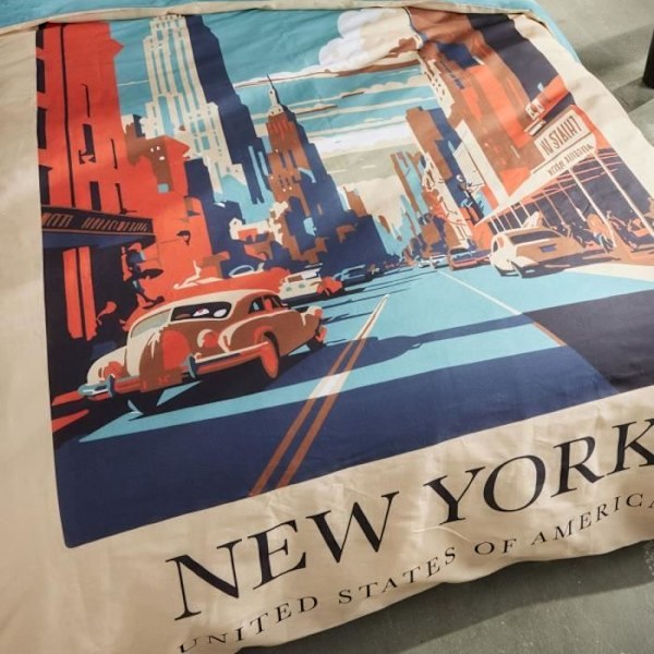 Sängkläder - IDAG - JAVA - 2 personer - 240x220 cm - Bomull - New York-tryck - Beige