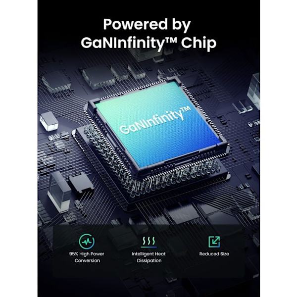 UGREEN Nätadapter - GaN 2 USB-C-portar - 45W - Grå