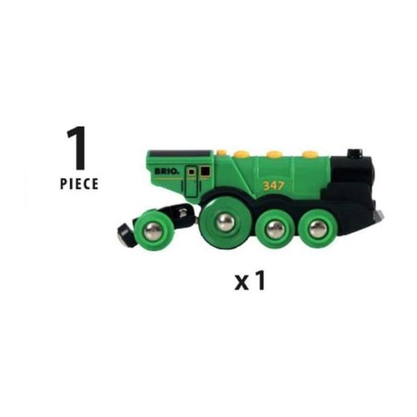 BRIO World - 33593 - Kraftfull grön lokomotiv med batterier - Träleksak