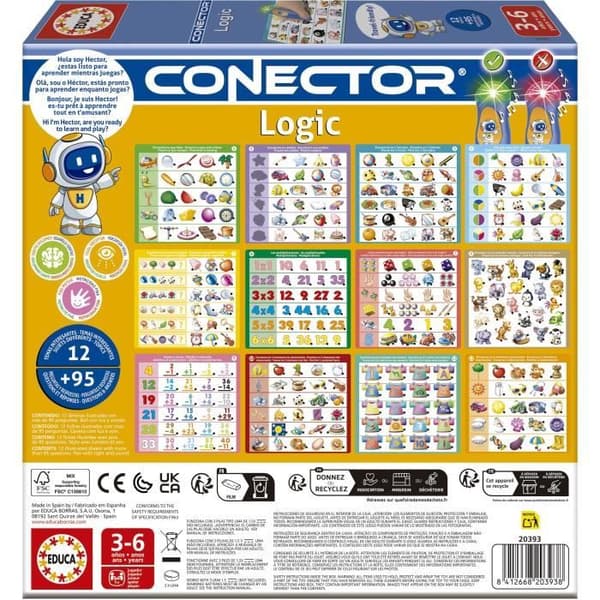 Conector Logic - Pedagogiskt spel - EDUCA - 90 frågor, 12 teman, bokformat - Från 3 år
