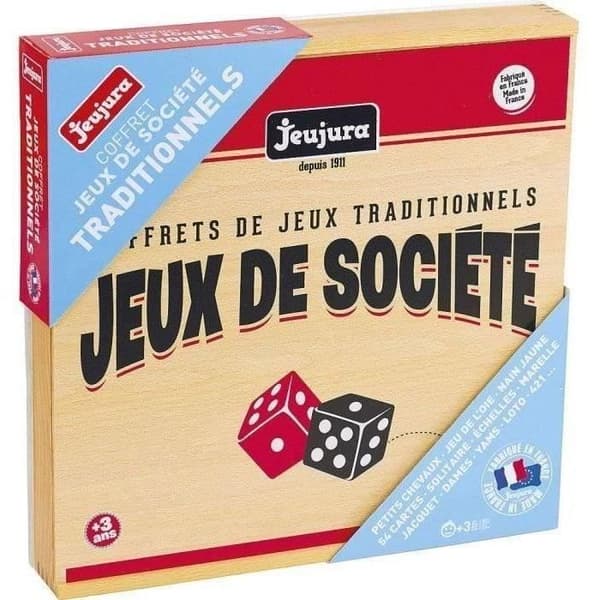 JEUJURA Traditionell brädspelask - Trälåda