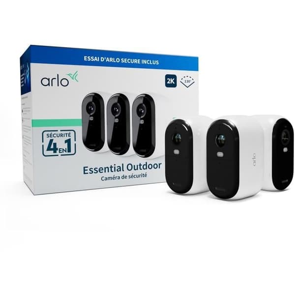 Ansluten säkerhetskamera - ARLO - Essential2 - 3-pack - 2K-upplösning - Färgnattseende