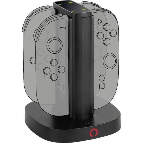 Laddstation - KONIX - 2 par Joy-Con-kontroller - LED-laddningsindikator - USB-A-anslutning - Svart