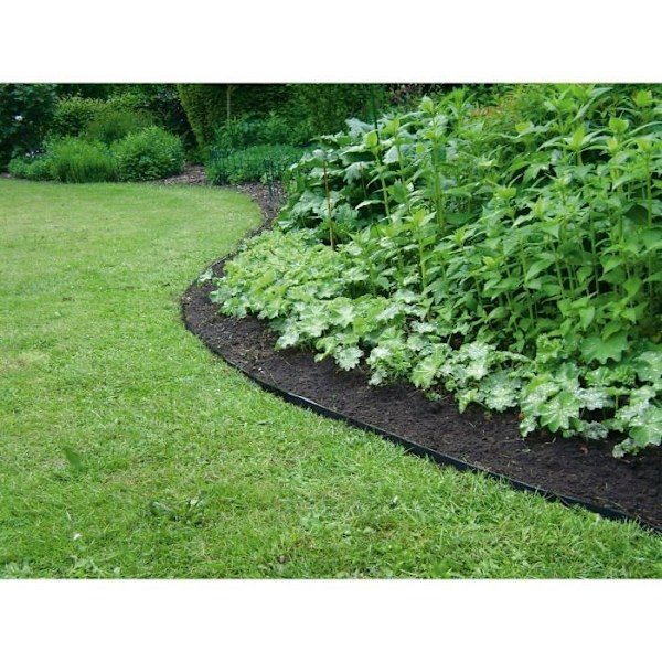 Trädgårdskant av återvunnet gummi - GARDEN ID Eco Border - 5 m H13 cm - Oförstörbar - Flexibel, rak eller böjd installation.