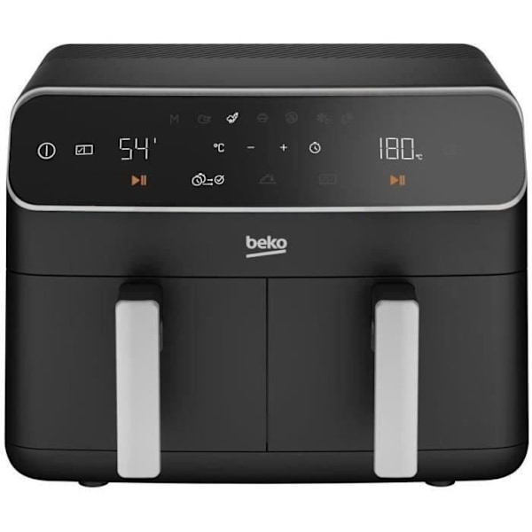 Multifunktion varmluftsfritös - BEKO - FRL5388B - 2400 W - 8,5 L för 2 kg pommes frites - 2 tankar (2x 4,5 L) - Svart Svart