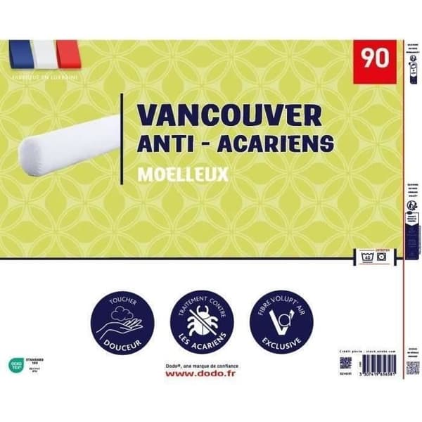 VANCOUVER bolster 90 cm - anti-kvalster - 100% polyester - DODO