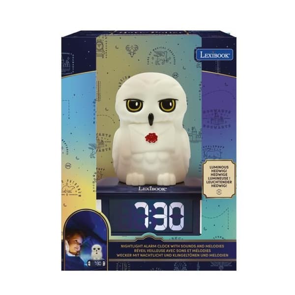 LEXIBOOK Digital Nattlampa Väckarklocka - Hedwig - 3D Ljus och Ljud - Barn
