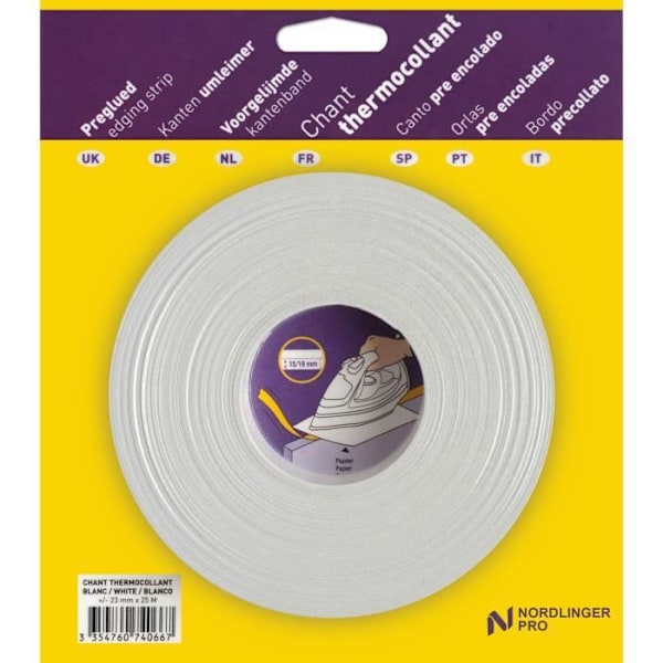 Kantband - NORDLINGER PRO - 23 mm x 25 m - Förlimmad - FSC MIXED - Satin White