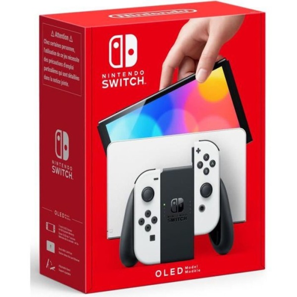 Nintendo Switch-konsol (OLED-modell): Ny version, Intense Colors, 7-tums skärm-med en vit Joy-Con Vit