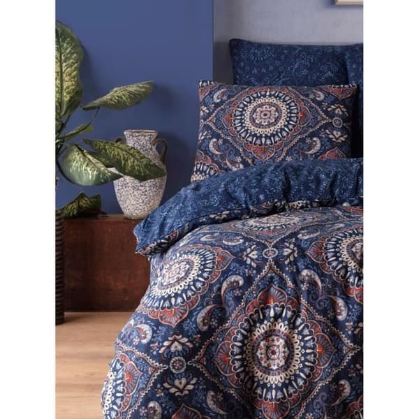 Bäddset - 1 påslakan 220 x 240 cm + 2 örngott 60 x 60 cm - 65% bomull, 35% polyester - Blå