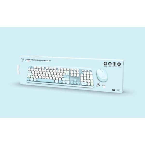 Trådlöst tangentbord + mus combo - MOBILITY LAB - Pure Color - Blå - Ergonomisk design - Diskret skrivning