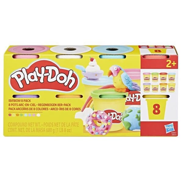 Play-Doh 8 regnbågsfärger, 85 g burkar med modellera