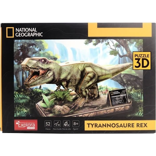 3D-pussel - T-Rex - Konstruktionsspel - EXPLORA - Dinosaurie - 52 bitar - från 8 år och uppåt