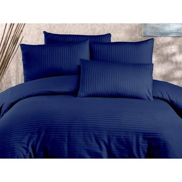 Bäddset - 1 påslakan 220 x 240 cm + 2 örngott 60 x 60 cm - 80% bomull, 20% polyester - Blå