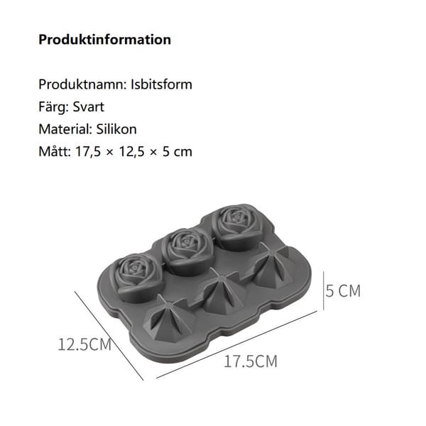 6-kubik silikonisform Diamond and rose Whisky-isbitsform