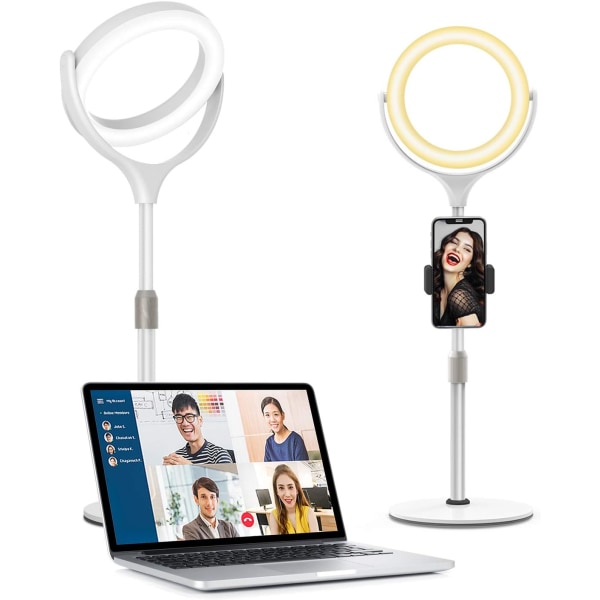 Videokonferensbelysning, 8" bordsringlampa med stativ
