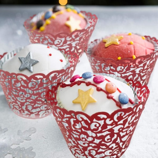 50st Cupcake Wrappers Konstnärlig Bake Cake Paper Filigran Little