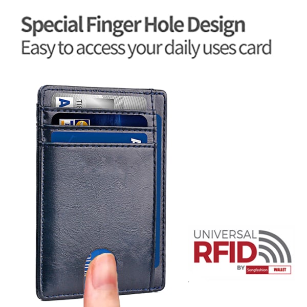 Clip pung frontlomme minimalistisk læder med RFID-blokering