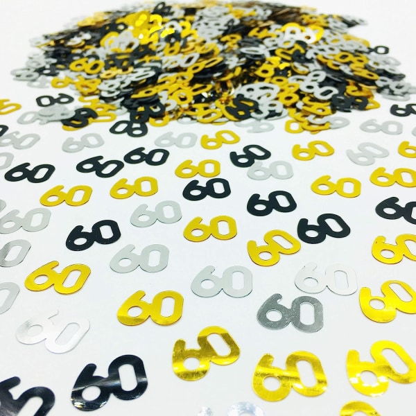 Nummer 60 Confetti Glitter Metallic Folie Bordfest