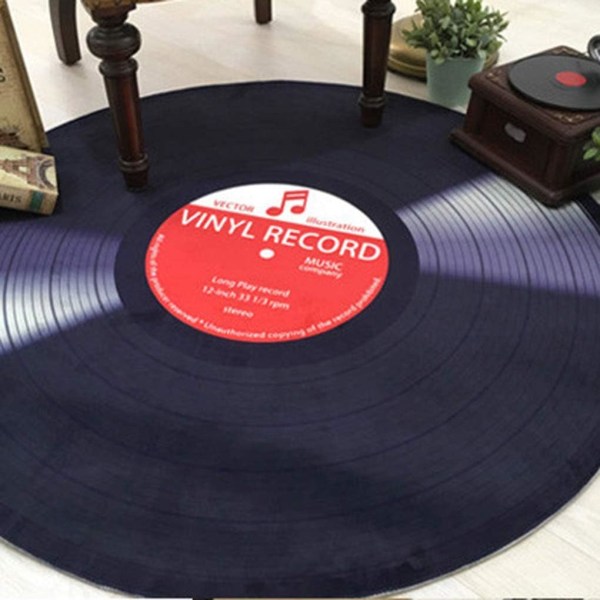 Vinylskiva Design Rund Golvmatta 60/80 / 100cm Vardagsrum
