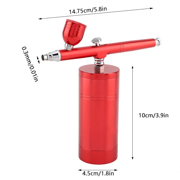 0.3mm Mini Air Compressor Spray Gun Airbrush Set 7CC Capacity Red EU 100-240V