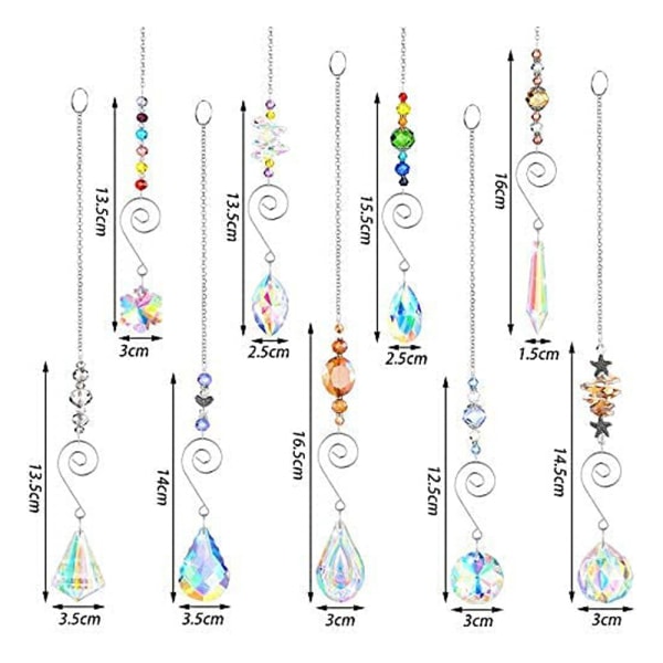 9 st hängande solfångare pärlor kristallprisma hänge ljus