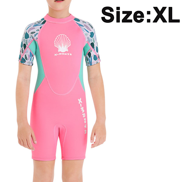 Barn Wetsuits Termiske Badetøy, Jenter Rash Guard Endelt Badetøy 2.5mm Neopren Dykke Drakt Snorkling Drakt (XL, Rosa)