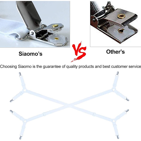 4 Klipsiä Peitekiinnikkeeseen, Sängyn Peitepidike, Patjan Liukumaton Klipsi, Kiinteä Solki, Peittokiinnikkeet, Elastinen Juoksunestovyö, Sängyn Klipsi (Valkoinen, 4 Pakkaus)