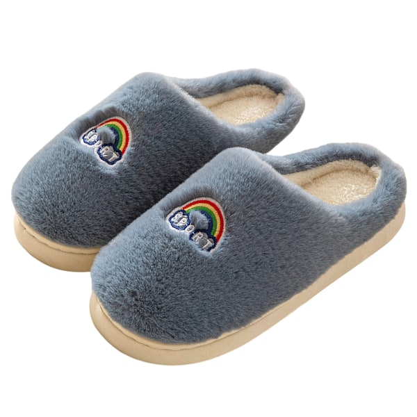 Autumn and Winter cotton slippers for women couple indoor warm thickened confinement shoes for home outdoor furry shoes for men